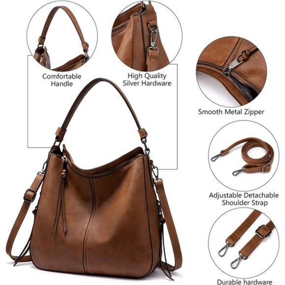 Tote Bag PU Leather Shoulder Bags Fashion Hobo Bags Large Purse and Handbags - Picture 3 of 6